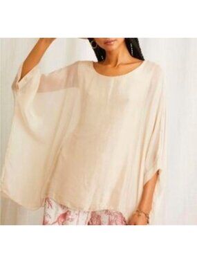 Scandal Italy Womens Sz Large Amber Italian Silk Blend Oversized Top